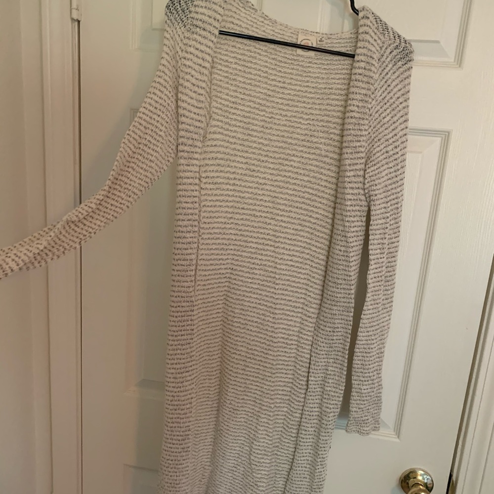 Striped knit duster cardigan